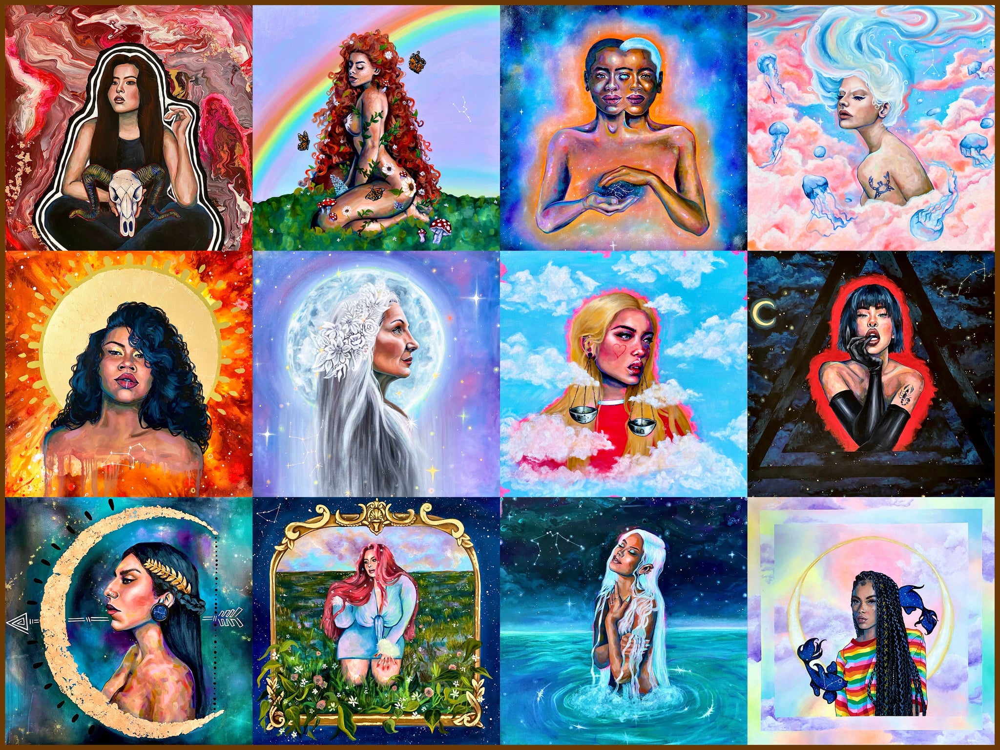 Poster of All 12 Zodiac Signs Moeai Art